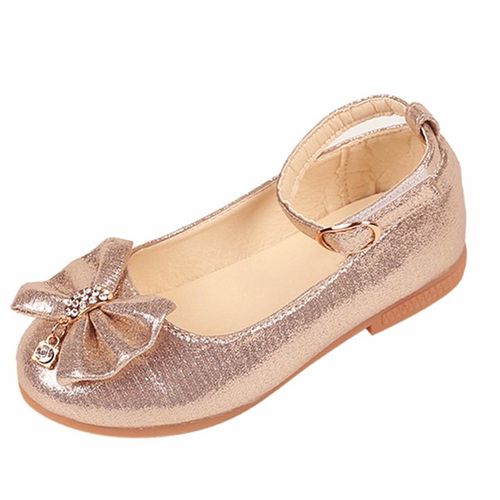 Girl's Flat Shoes Rhinestone Sandals - Gold