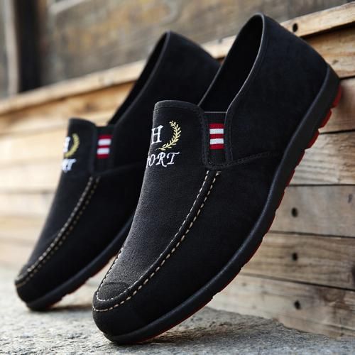 Men's Fashion Canvas Loafers Men's Business Shoes Casual Shoes - Black 41
