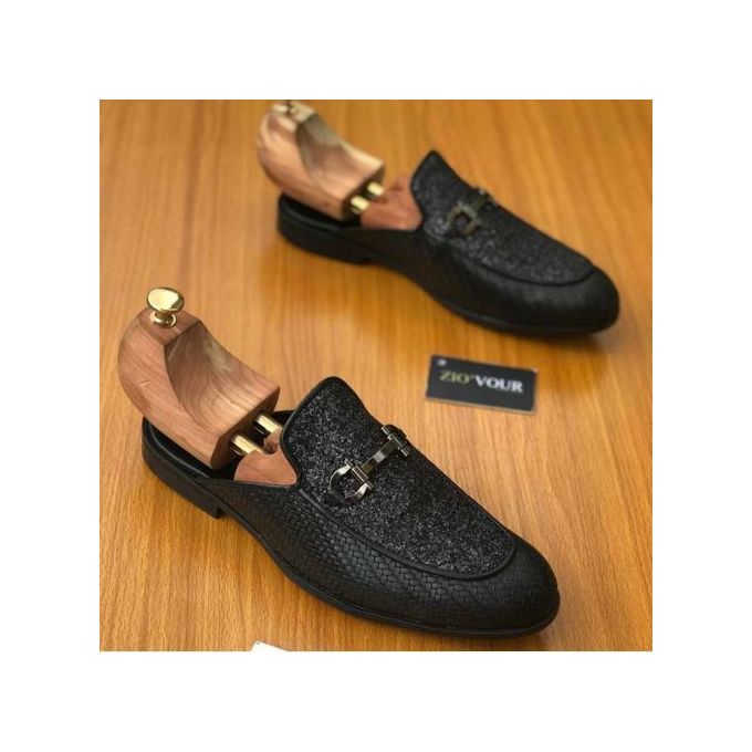 Mens Basket Leather Half Shoe - Black