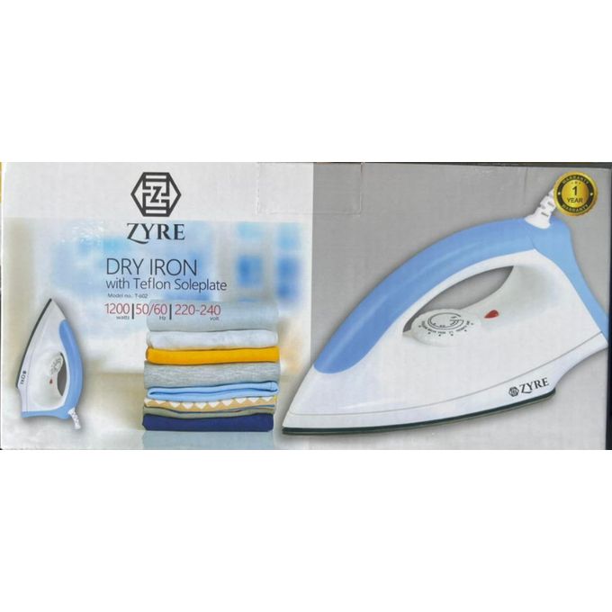 Zyre 1200 Watts Dry Iron (T-602) With Teflon Soleplate