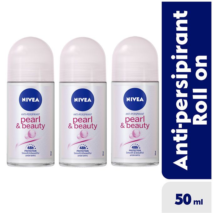 NIVEA Pearl & Beauty Anti-Perspirant Roll-on For Women 48h - 50ml (Pack Of 3)